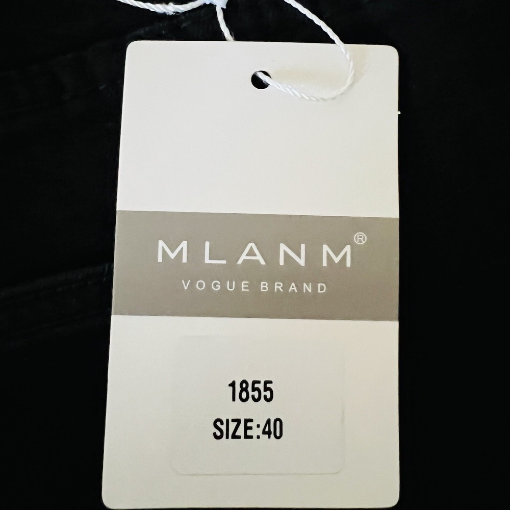NWT MLANM Vogue Women Black Denim Jeans Plus 40 Distressed Embroidered Stretch - Picture 6 of 11
